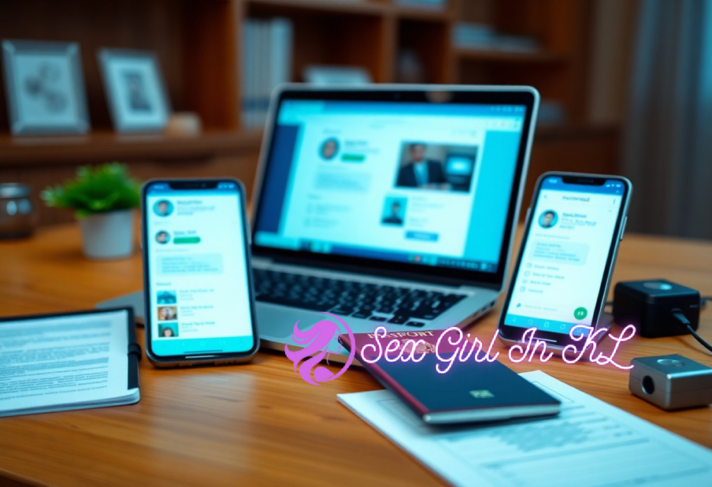 Laptop, smartphones, and passport on a wooden desk, illustrating remote work and travel.